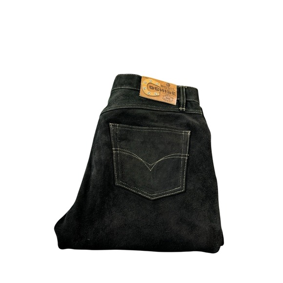 Diesel Dark Brown VTG Heavy Cow Suede Lined Motorcycle Pant Size 34x32